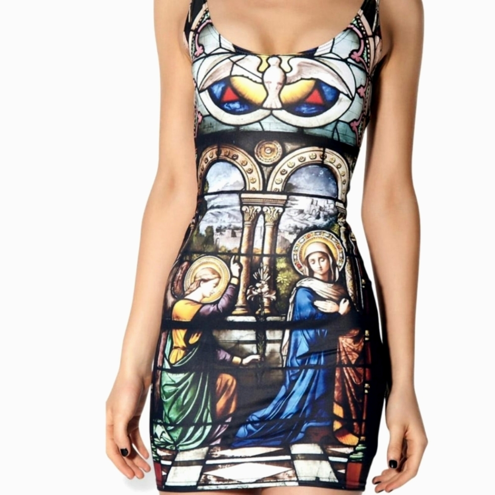 Blackmilk Cathedral print mini bodycon dress